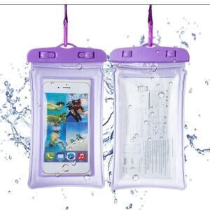 Mobile Phone Dry Bag Touch Screen Pouch, Transparent Floating Waterproof ~Purple